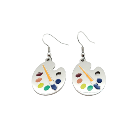 EARRINGS SILVER WITH PAINTING PALETTE17